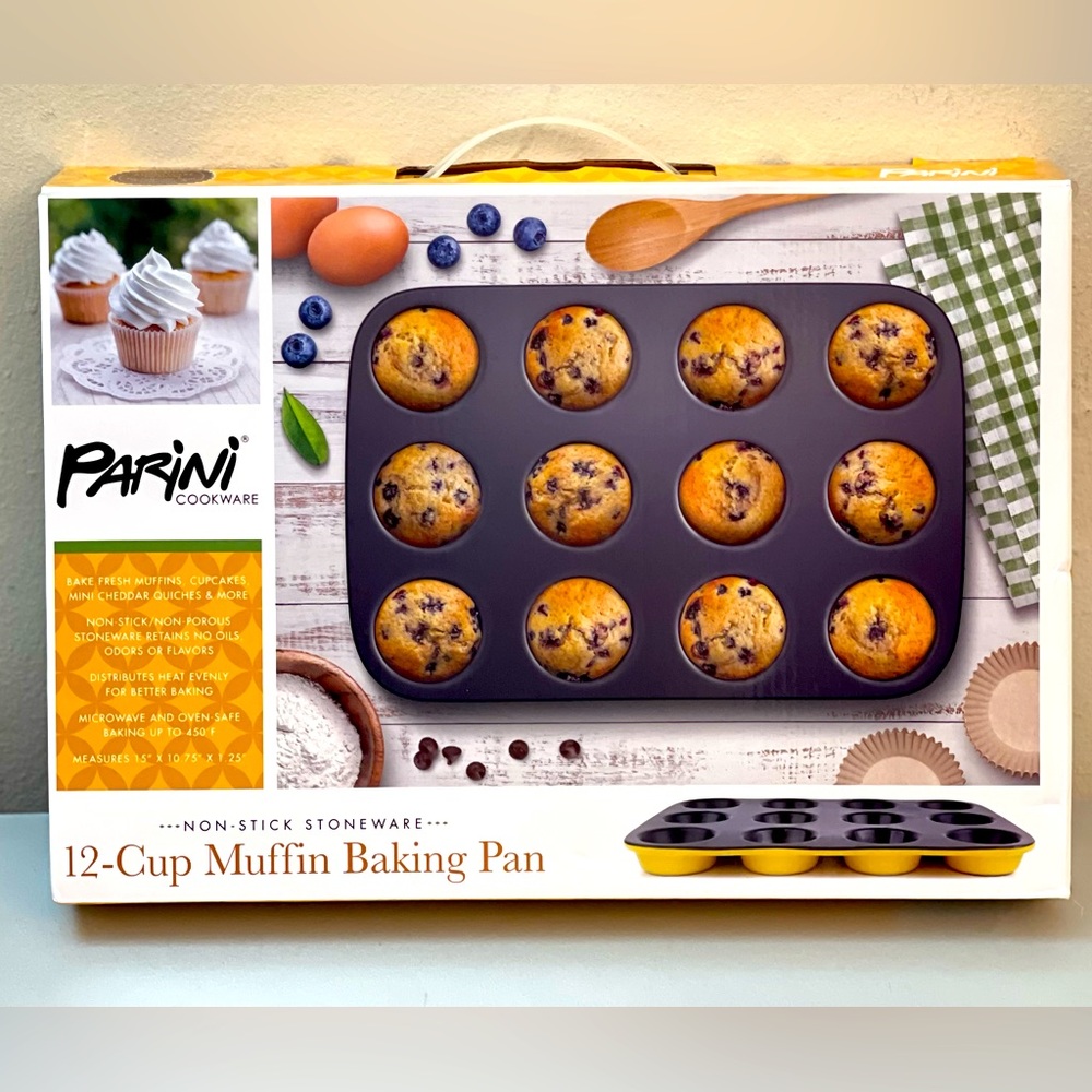 PARINI Non-Stick Stoneware - 12 Cup Muffin Baking Pan